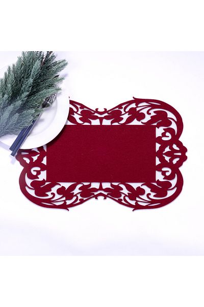 Bimotif Serviciu American De Pâslă Roșie Claret, Floare - 27x44 Cm 1 Buc