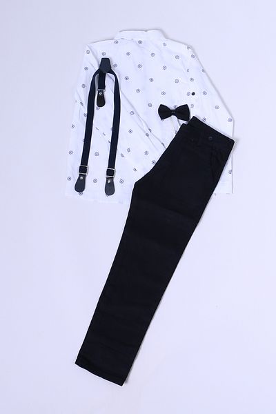 HÇM Boys' Papillon Print Shirt and Belt Suit C47 - Special Occasions