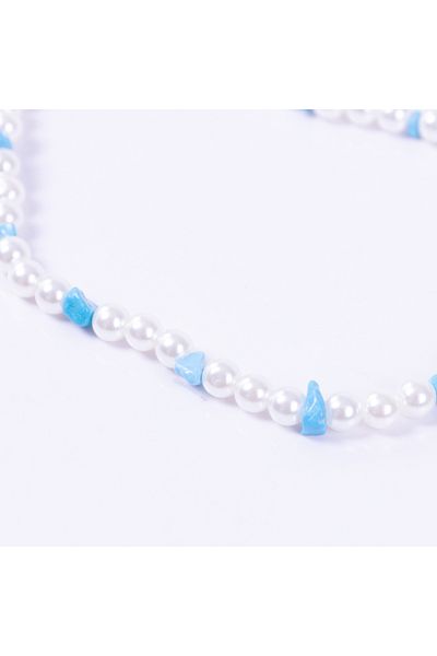 Bimotif Turquoise broken natural stone choker pearl necklace