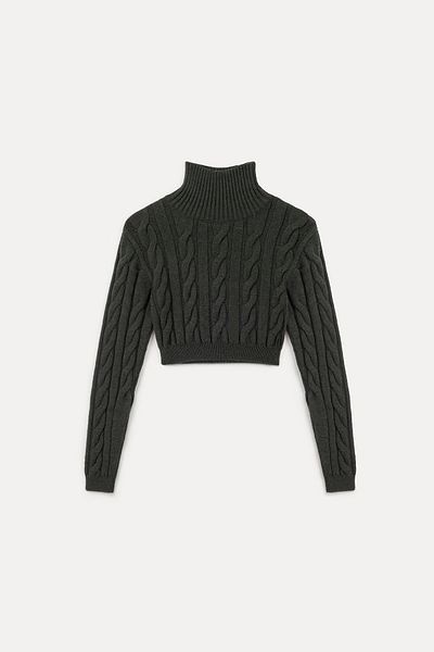 VATKALI Pulover crop tricotat cu gat