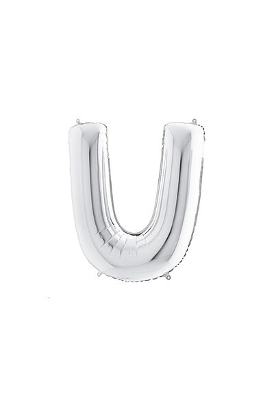 Bimotif letter U shaped silver color foil balloon 40inc 1 piece