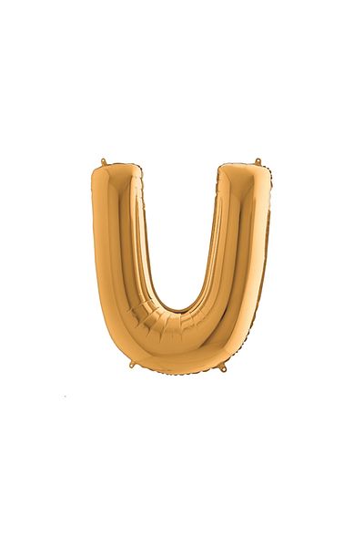 Bimotif Letter foil balloon, gold color glossy, 102cm Letter U 1 piece