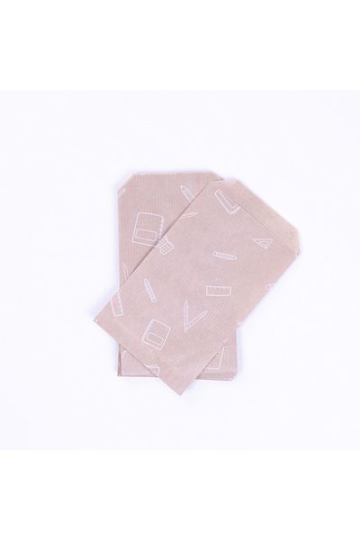 Bimotif كيس ورق بنمط قرطاسية، كرافت أبيض مقاس 11x20 سم - 50 قطعة