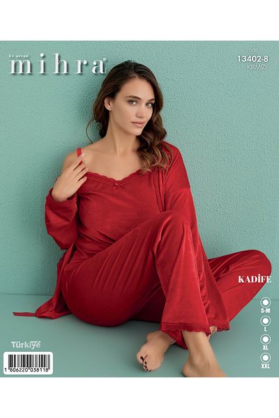 Mihra Velvet Dressing Gown 3 Piece Set