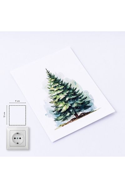 Bimotif Autocolant priza de Anul Nou 9x12 cm, Brad 15 buc