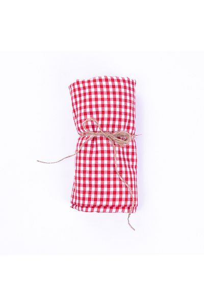 Bimotif مفرش طاولة نزهة أحمر - قماش قطني، 145x145