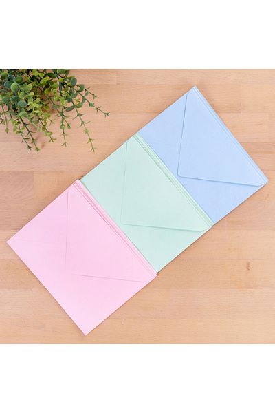 Bimotif Standard Envelope Set, 13x18 Cm 15 Pieces (LIGHT BLUE-LIGHT PINK-WATER GREEN)