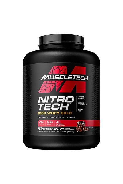 MUSCLETECH Nitro Tech Whey Gold, Double Rich Chocolate, 5 LB