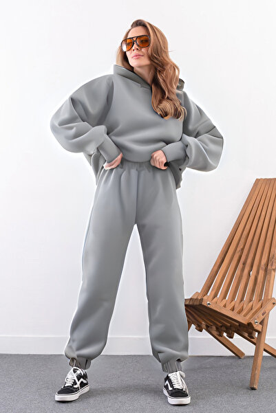 CMZ COLLECTİON Ανδρικό σετ φόρμας jogger με 3 κλωστές, χοντρό, χειμερινό, uni...