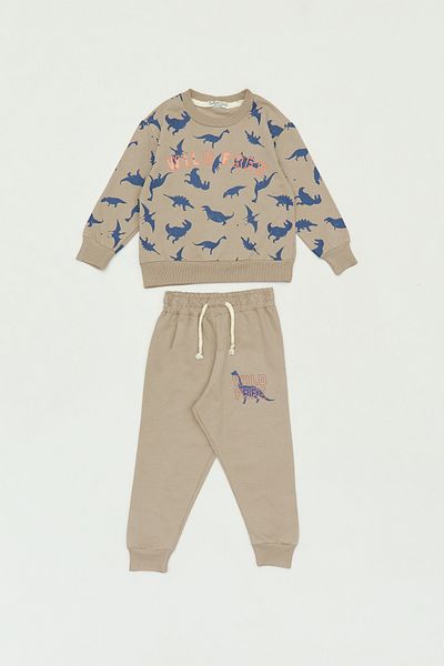 Fulla Moda Dinosaur Printed Jogger Boy Suit