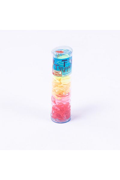 Bimotif 250pcs 5 coloured hair rubber, (red, pink, melon, yellow, green)