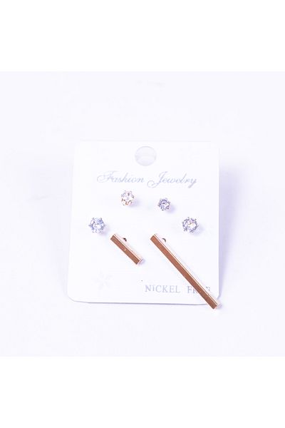 Bimotif Gold-coloured 3 kinds of screw stud earrings set, strip