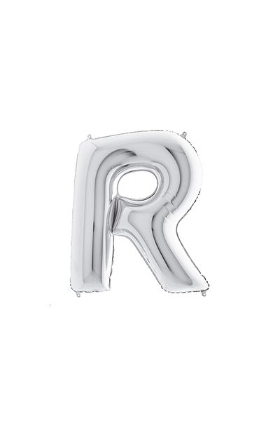 Bimotif letter R-shaped silver color foil balloon 40inc 1 piece