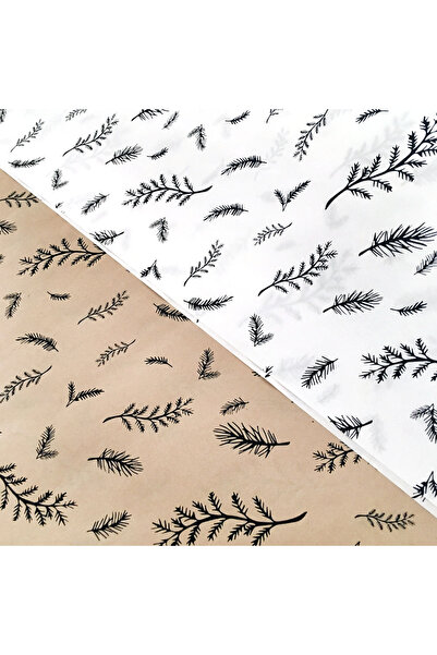 Bimotif Paket Kağıdı, Yaprak Desenli, Kraft-siyah, 70x100 Cm 5 Adet