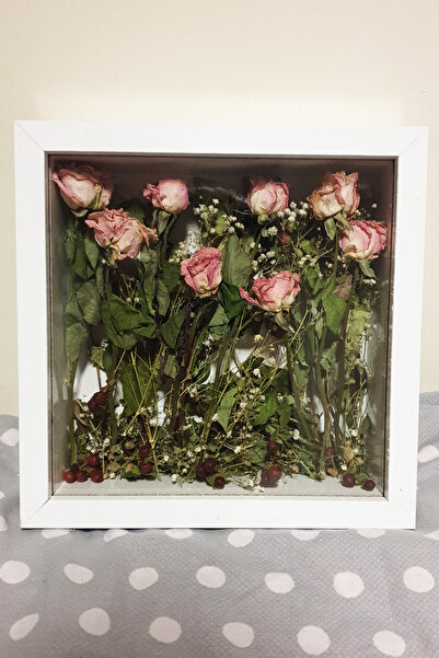 hobicehayaller 25x25 Cm Beyaz Derin Anı Çerçevesi- Gül Çerçevesi