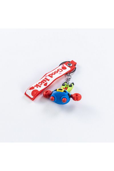 Bimotif Mini Silicone Keychain - 3D, Robot Character, Blue-Green