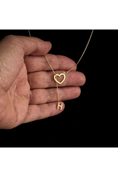 Genel Markalar Kişiye Özel Baş Harfli Kalp Y Kolye 925 Ayar