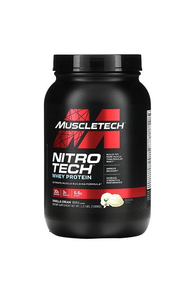 MUSCLETECH Nitro Tech Whey Protein, Vanilla Cream, 2 LB
