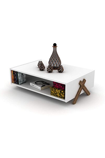 Home Canvas Made In Turkey Kipp Coffee Table Modern Living Room (Walnut-White)