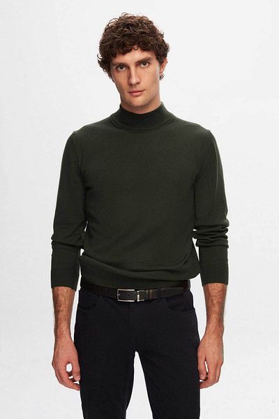 D'S Damat Χακί βαμβακερό πουλόβερ - Half Fisherman Regular Fit Knitwear