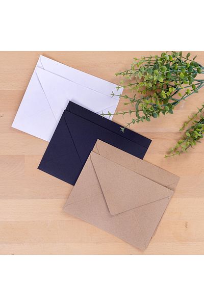 Bimotif Standard Envelope Set, 13x18 Cm 6 Pieces (KRFT-WHITE-BLACK)