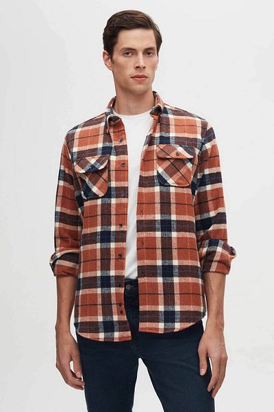 D'S Damat Slim Fit Cinnamon καρό πουκάμισο ξυλοκόπο
