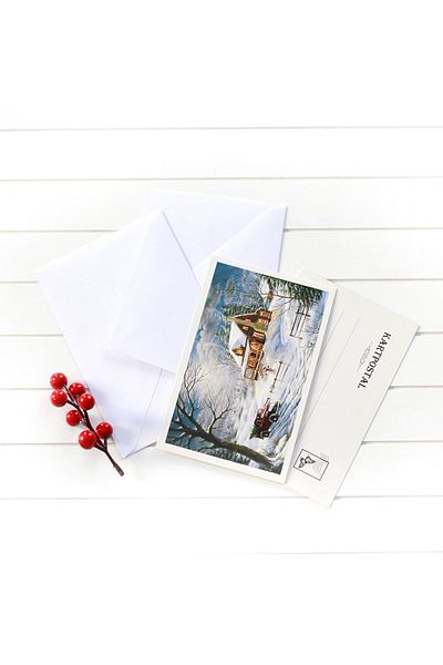 Bimotif 10-piece New Year's Card and Envelope Set - New Year's House