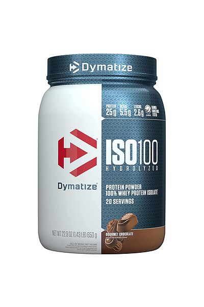 Dymatize ISO 100 Hydrolyzed whey protein isolate, Gourmet Chocolate, 1.43 LB