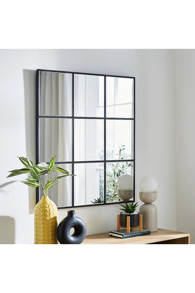 MKSDizayn 80x95 Çok Bölmeli Ayna / Dekor Ayna / Siyah Çerçeveli Ayna / Bizote...