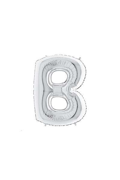 Bimotif letter B shaped silver colored foil balloon 40inc 1 piece