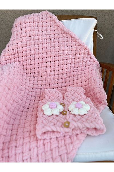 Alize Puffy Baby Blanket Vest Set Pink