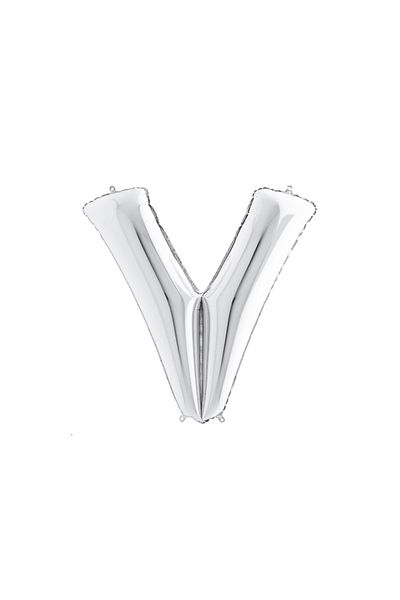 Bimotif V letter shaped silver color foil balloon 40inc 1 piece