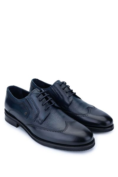 Tamer Tanca Men's Genuine Leather Navy Blue Casual Shoes