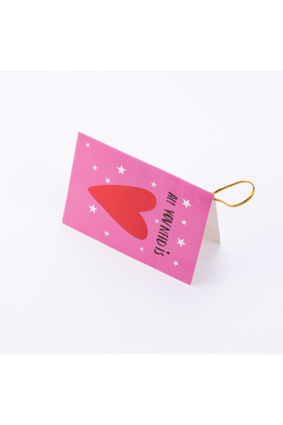 Bimotif Sevgililer günü temalı tebrik kartı, 10x7 cm, Pembe Kalp ve Yıldızlar