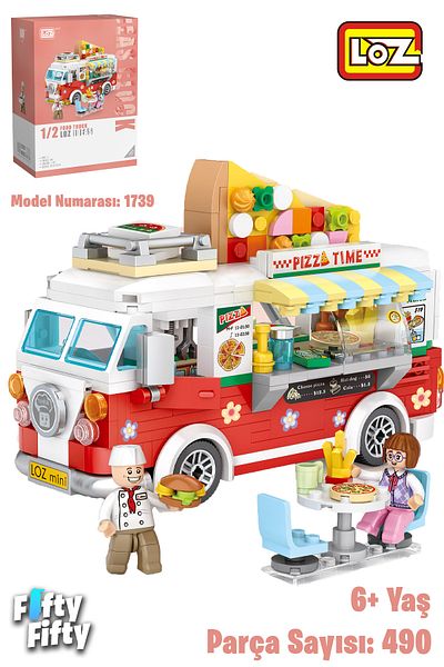 Vagonlife Loz Mini Block Series Food Truck/Pizza Truck -Lz1739 (490 Pieces) Toy Building Set