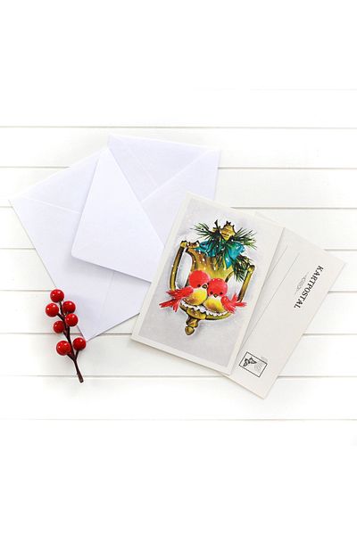 Bimotif 10-piece New Year's Card and Envelope Set - Birds