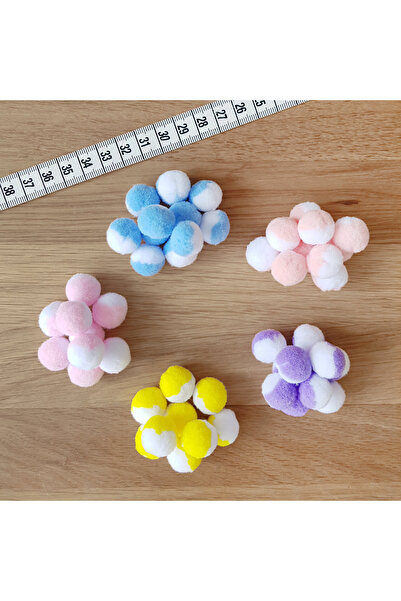 Bimotif Μπλε-λευκό βελούδινο πομπόν, 1,5 εκ. 50 τεμάχια