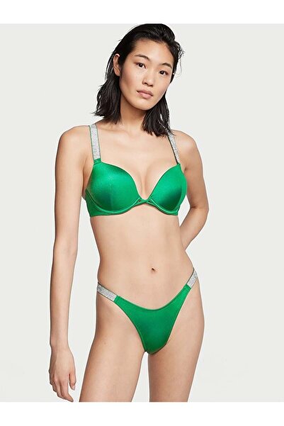 Victoria's Secret Işıltılı Askılı 2 Beden Büyük Gösteren Push-Up Bikini Üstü
