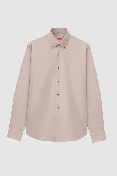 D'S Damat Χειμερινό πουκάμισο Regular Fit Mink Plain