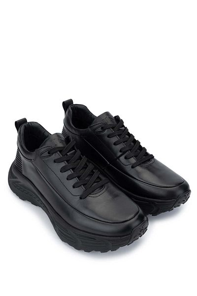 Tamer Tanca Men's Genuine Leather Black Antique Sneakers & Sports Shoes