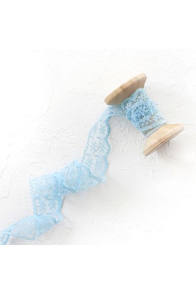 Bimotif Panglică de dantelă de 2 cm cu culoare albastră, 5 metri