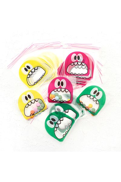Bimotif Transparent bag with mixed monster pattern tape, 10x15 cm 250 pieces