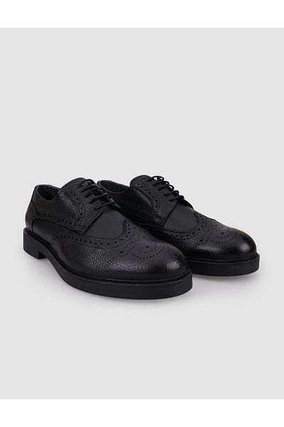 Cabani 100% Genuine Leather Black Lace-Up Men's Casual Shoes