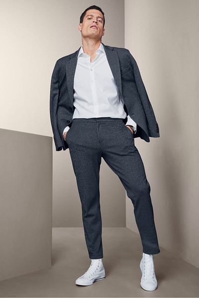Tchibo Men Regular Fit Heather Jersey Trousers, Navy