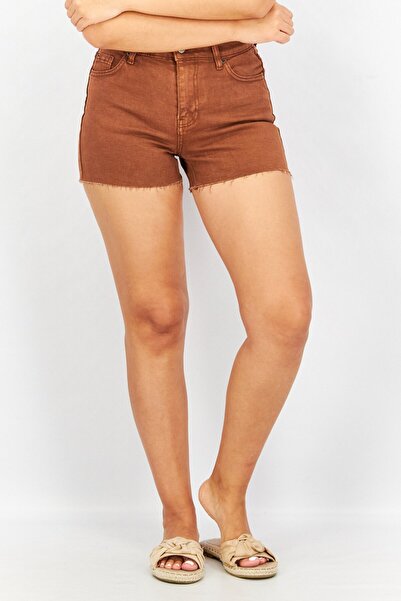 Don't Call Me Jennyfer Women Plain Slim Mom Denim Shorts, Brown