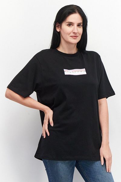Ellesse تي شيرت نسائي برسومات بأكمام قصيرة ورقبة دائرية، أسود