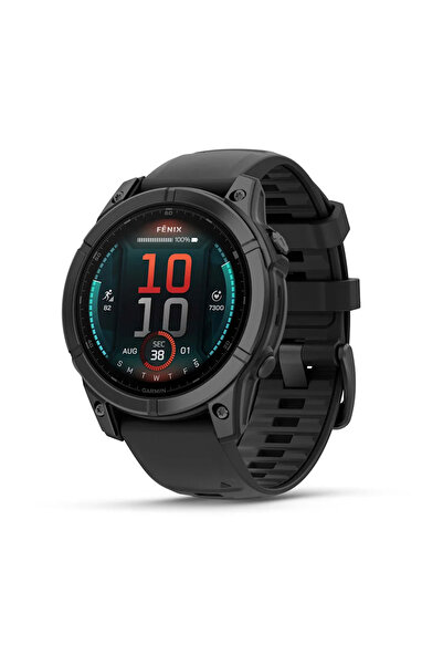 Garmin Fenix E - 47 mm AMOLED Slate Gri Siyah Silikon Kayışlı