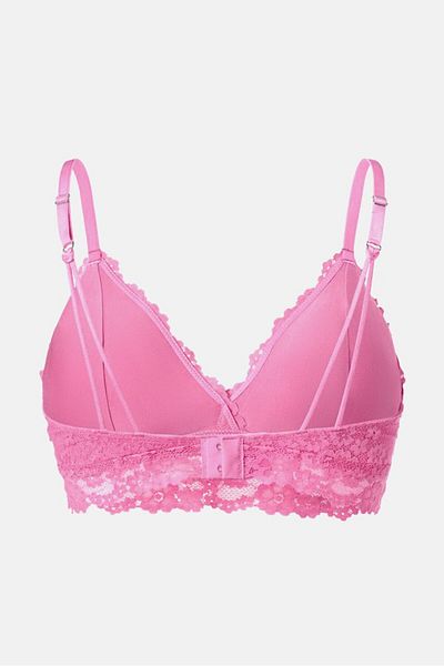 Tchibo Women Lightly Padded Non Wire Lace Soft Bra, Pink