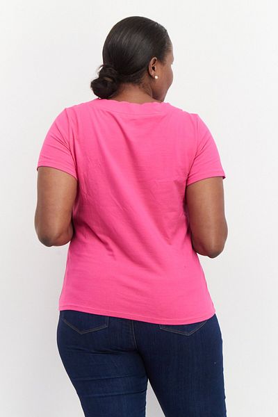 Anne Klein Women Plus Size Crew Neck Short Sleeve Plain T Shirt, Pink