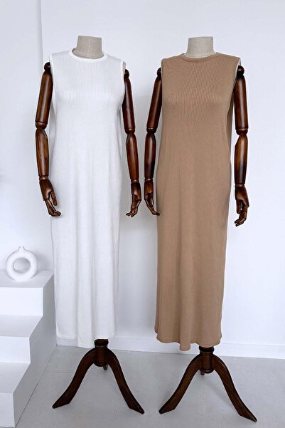 Ka Hijab Αμάνικο μουσουλμανικό φόρεμα Camel Mercerized